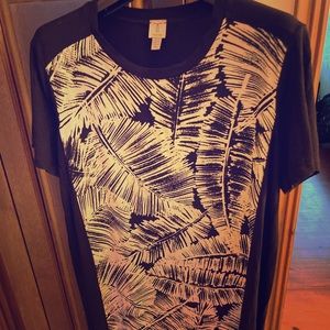 Black and white T-shirt dress with palm tree